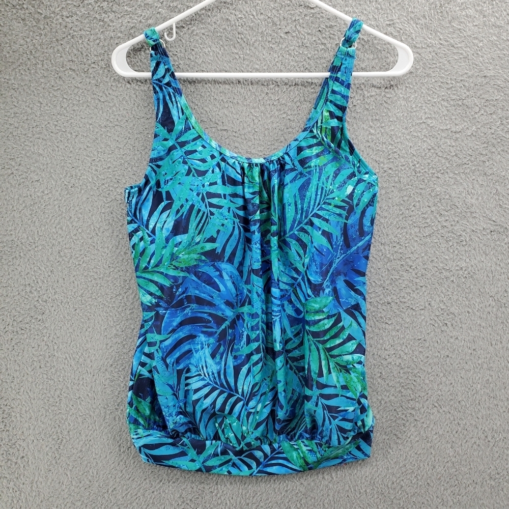 Yonique Tankini Swim Top Womens Size Small NWT Blue